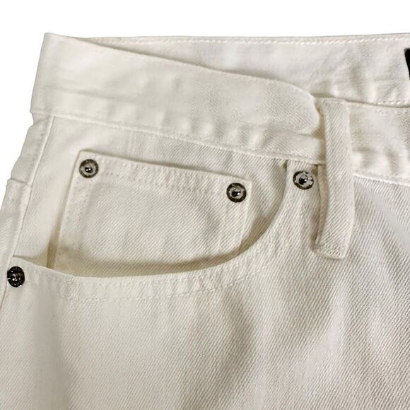 J Crew Denim Mini Skirt Frayed Raw Hem Distressed Size 31 White - Picture 6 of 9